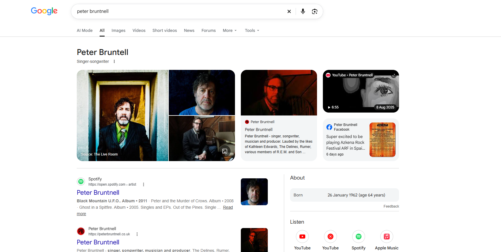 Peter Bruntnell Google Knowledge Panel sample